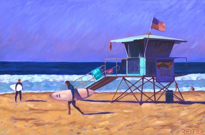 Fine art local south bay lifeguard tower beach scenes prints and paintings